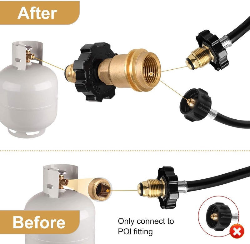 Aekops 100lb Propane Tank Adapter, Universal Fit POL Propane Tank Adapter Converts POL to QCC1, LP Tank Adapter Old to New Connection Type, Solid Brass - Image 3
